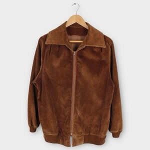 Vintage 70s Montgomery Ward Corduroy Jacket Large Full Zip Collared Pockets‎